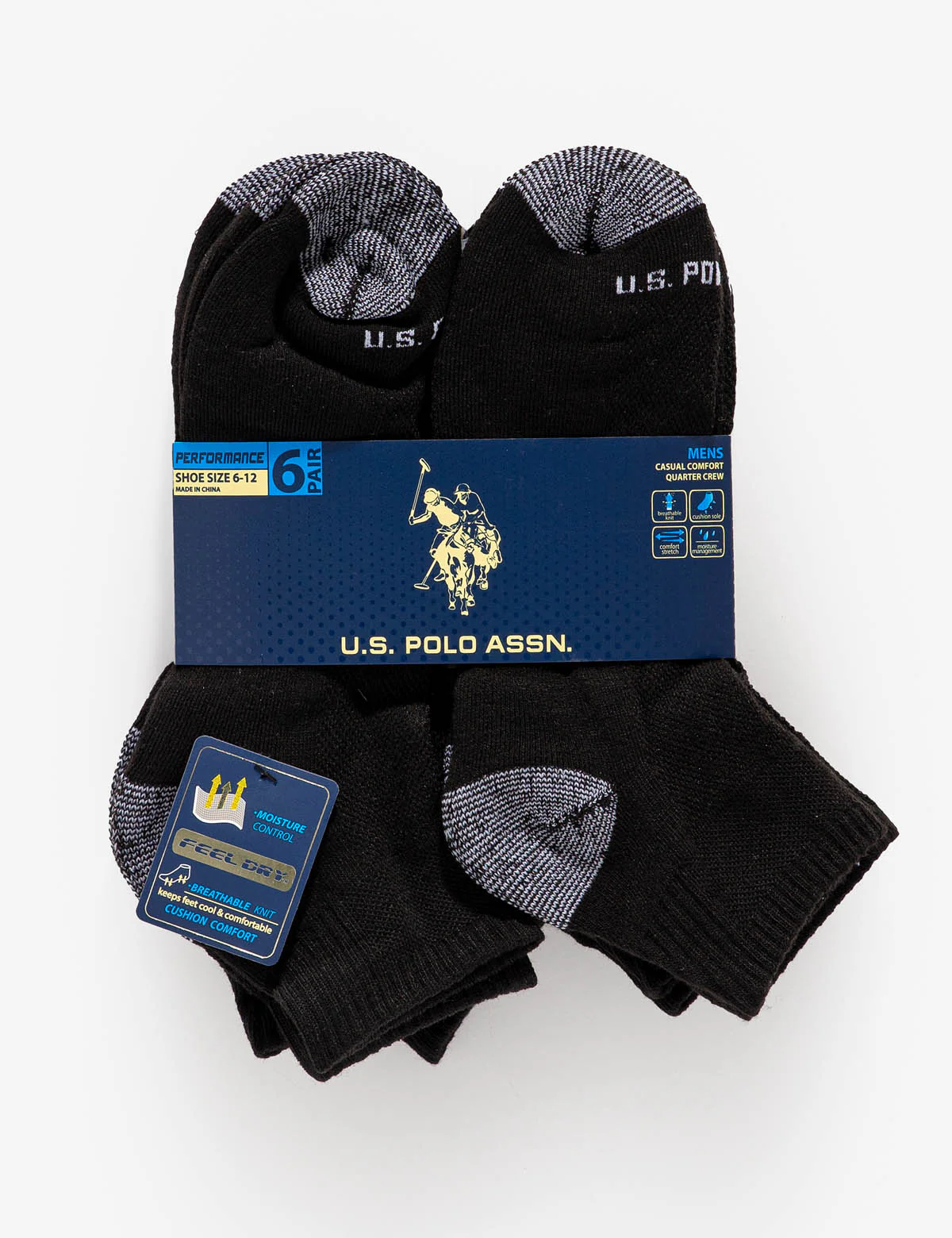 MENS 6PK QUARTER CREW SOCKS - Image 2