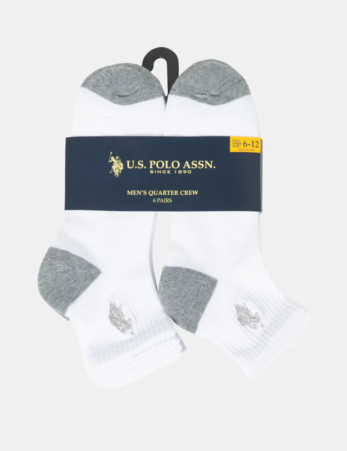 MENS 6PK WHITE QUARTER CREW SOCKS - Image 2