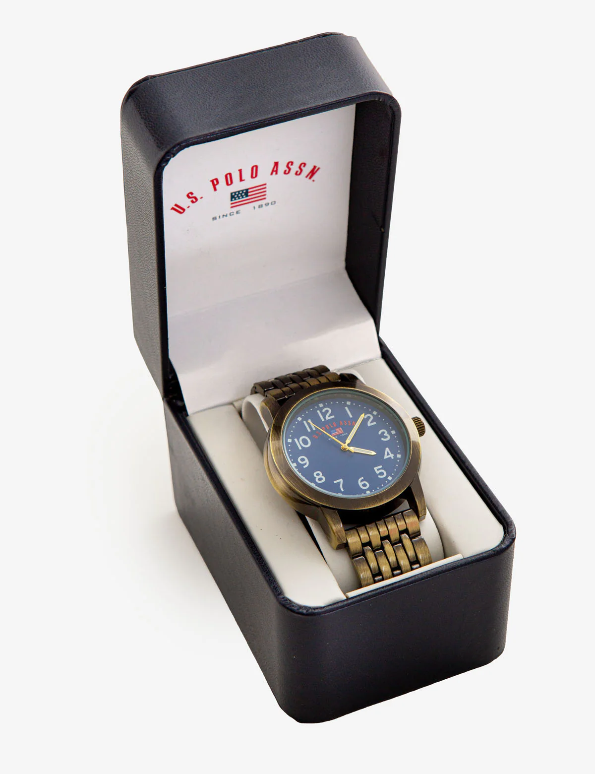 MEN'S ANTIQUE BRASS PLATED WATCH WITH BLUE DIAL - Image 2