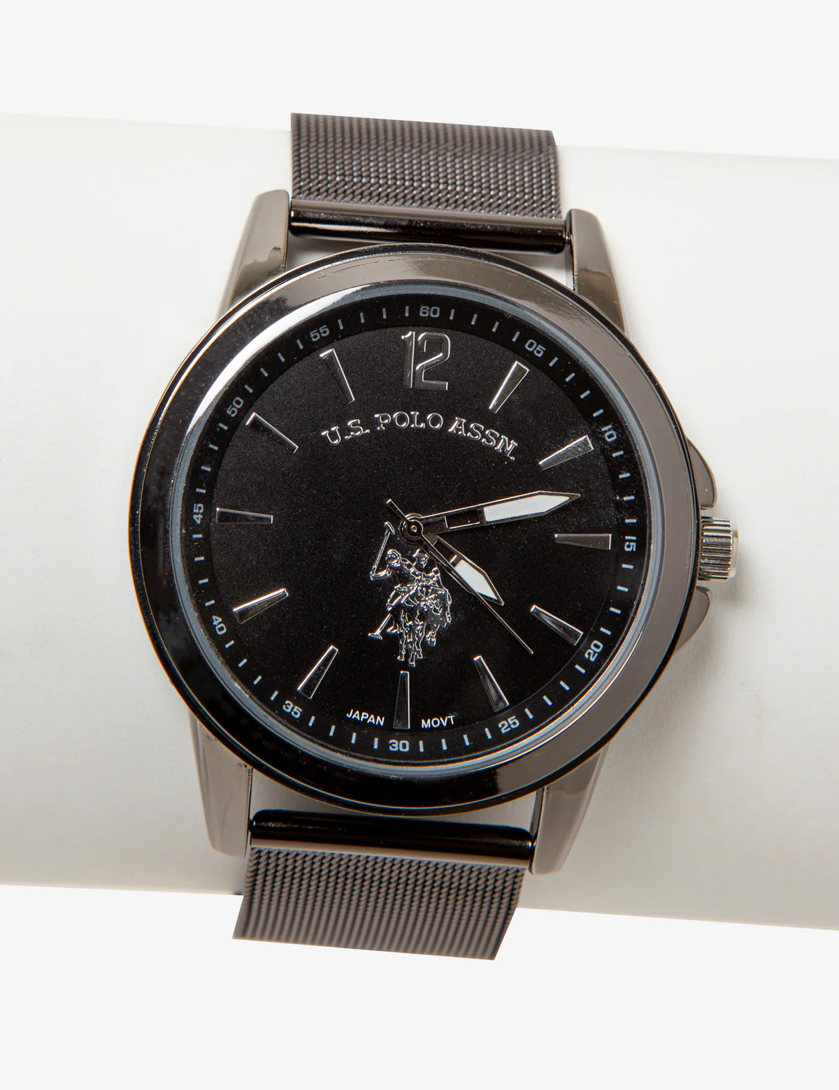 MENS BLACK ANALOG MESH WATCH
