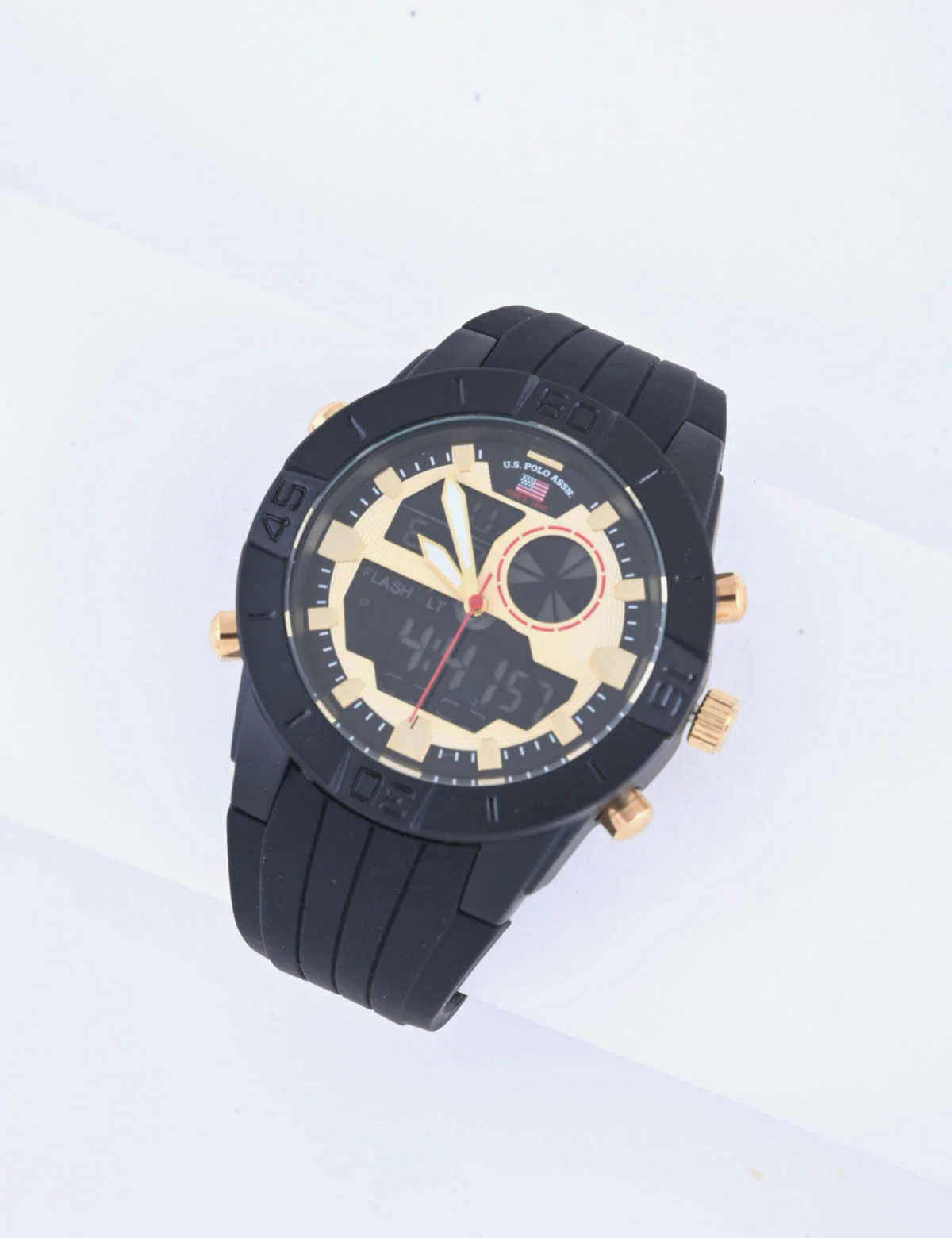 MEN'S BLACK STRAP WITH GOLD ACCENTS ANA DIGI WATCH - Image 3