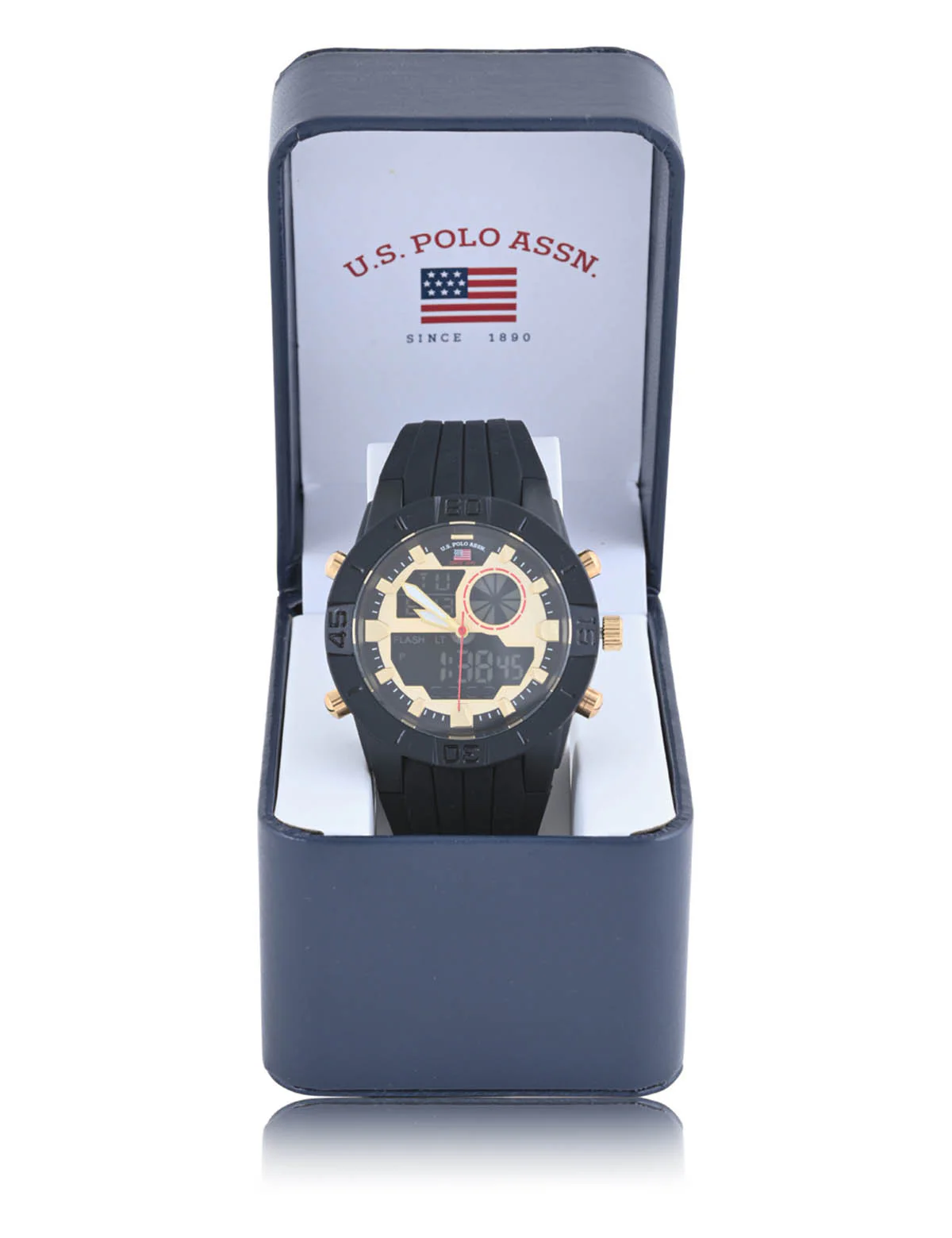 MEN'S BLACK STRAP WITH GOLD ACCENTS ANA DIGI WATCH - Image 4