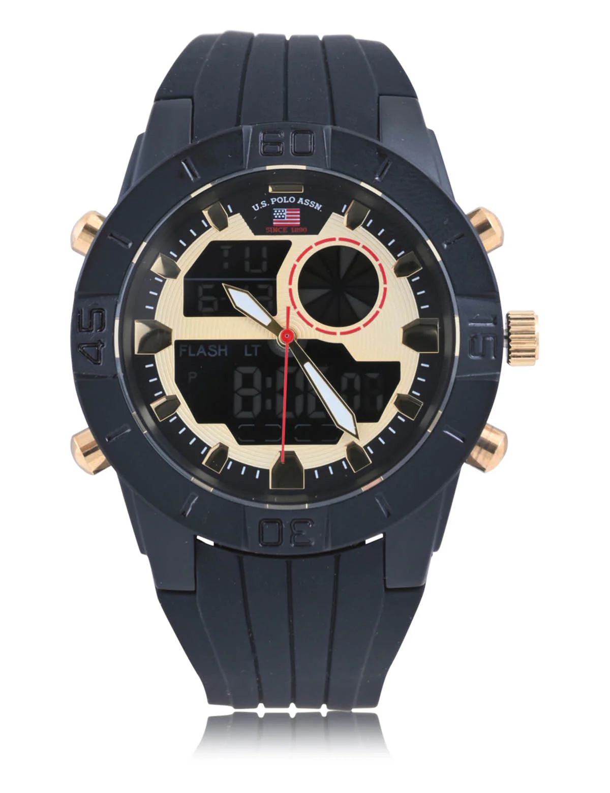 MEN'S BLACK STRAP WITH GOLD ACCENTS ANA DIGI WATCH - Image 5