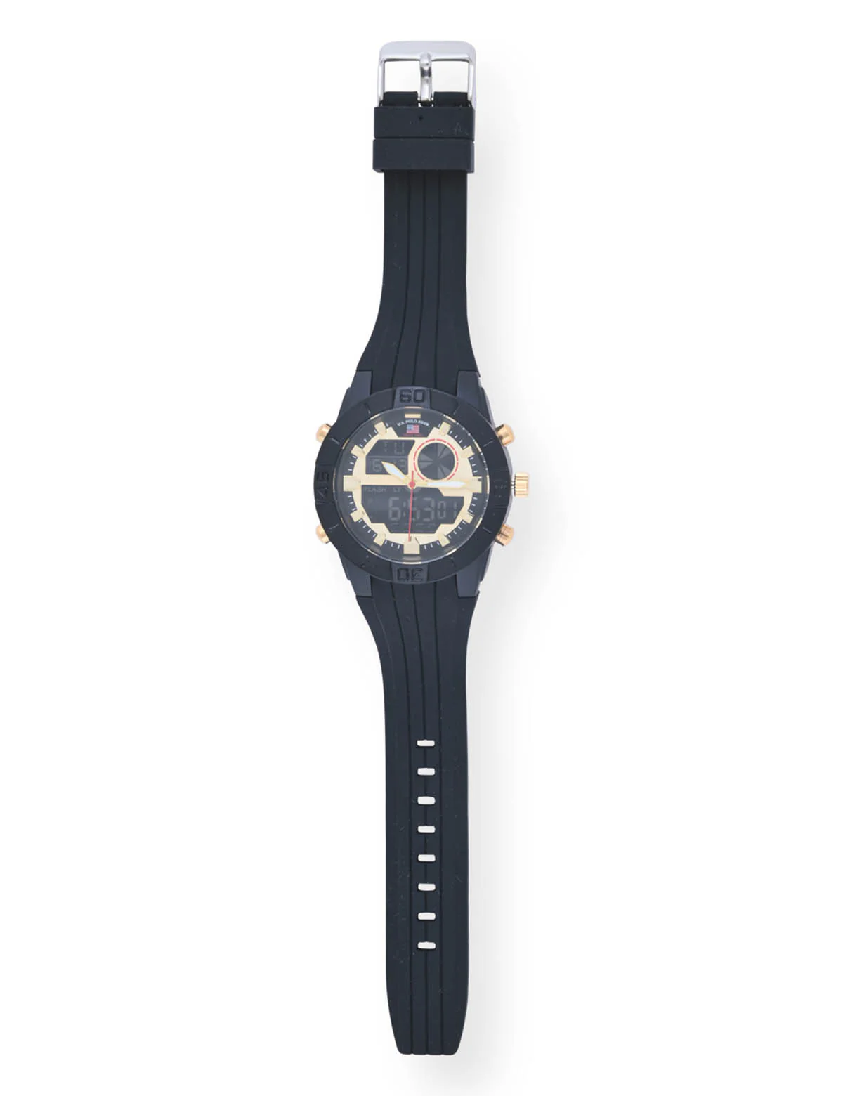 MEN'S BLACK STRAP WITH GOLD ACCENTS ANA DIGI WATCH - Image 6
