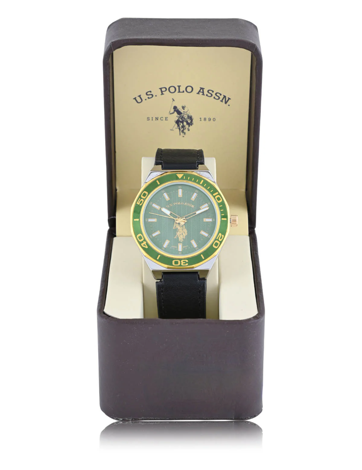 MEN'S BLACK STRAP WITH GREEN DIAL ANALOG WATCH - Image 2