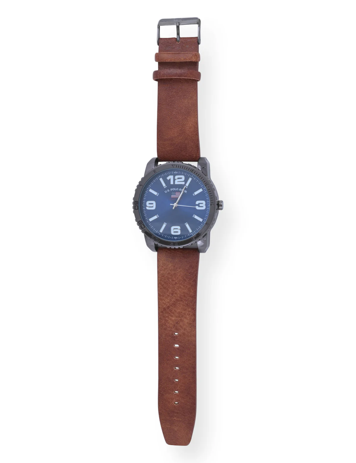 MEN'S BLUE FACE AND BROWN STRAP ANALOG WATCH - Image 4