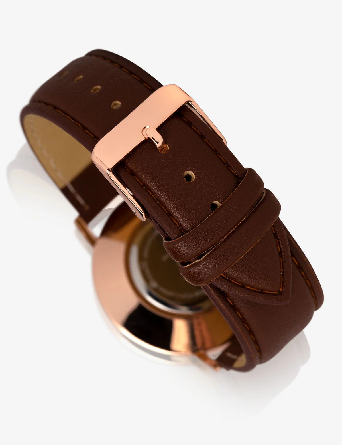 MEN'S BROWN FAUX LEATHER WATCH WITH ROSE GOLD TONE - Image 2