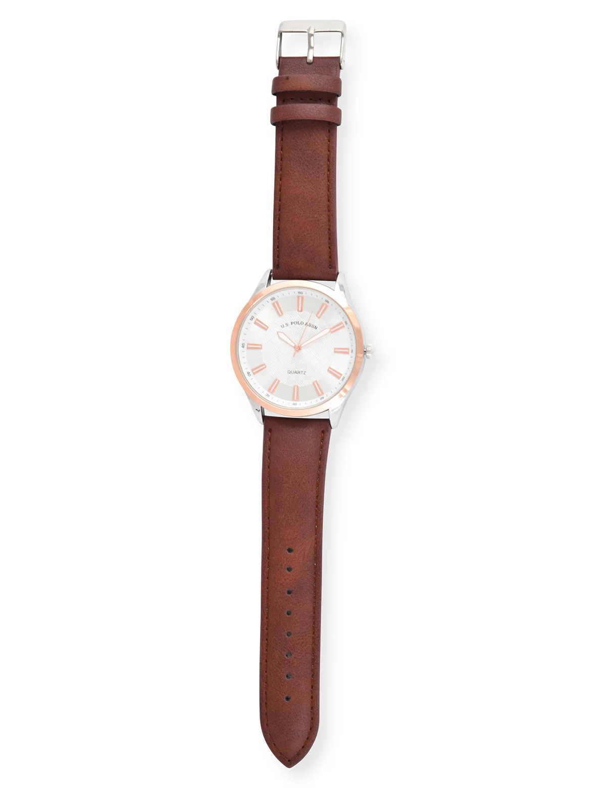 MENS BROWN STRAP GOLD ACCENT WATCH - Image 4