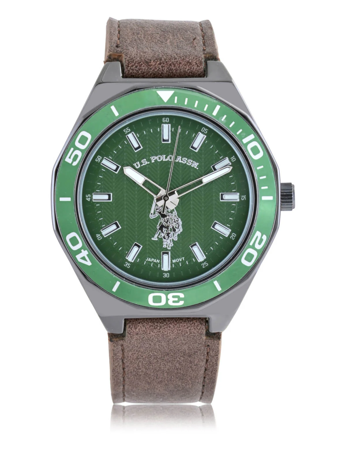 MEN'S BROWN STRAP WITH GREEN DIAL ANALOG WATCH - Image 3