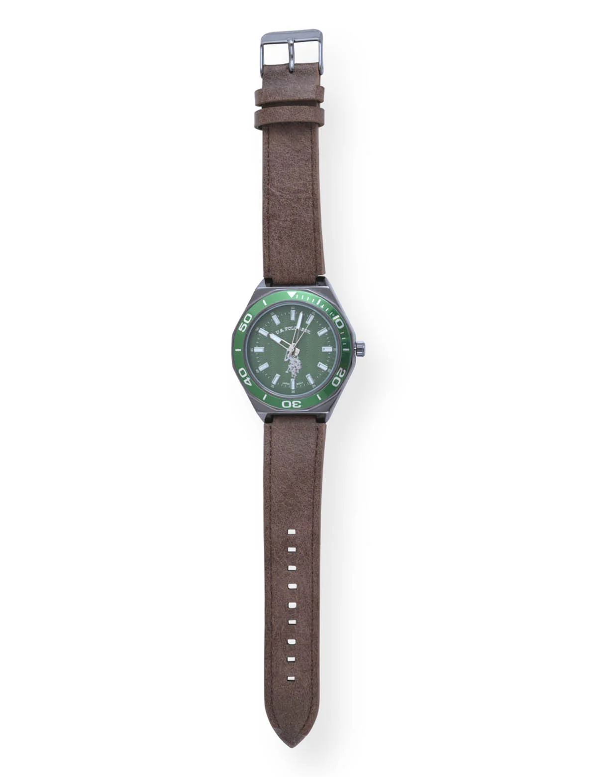 MEN'S BROWN STRAP WITH GREEN DIAL ANALOG WATCH - Image 4