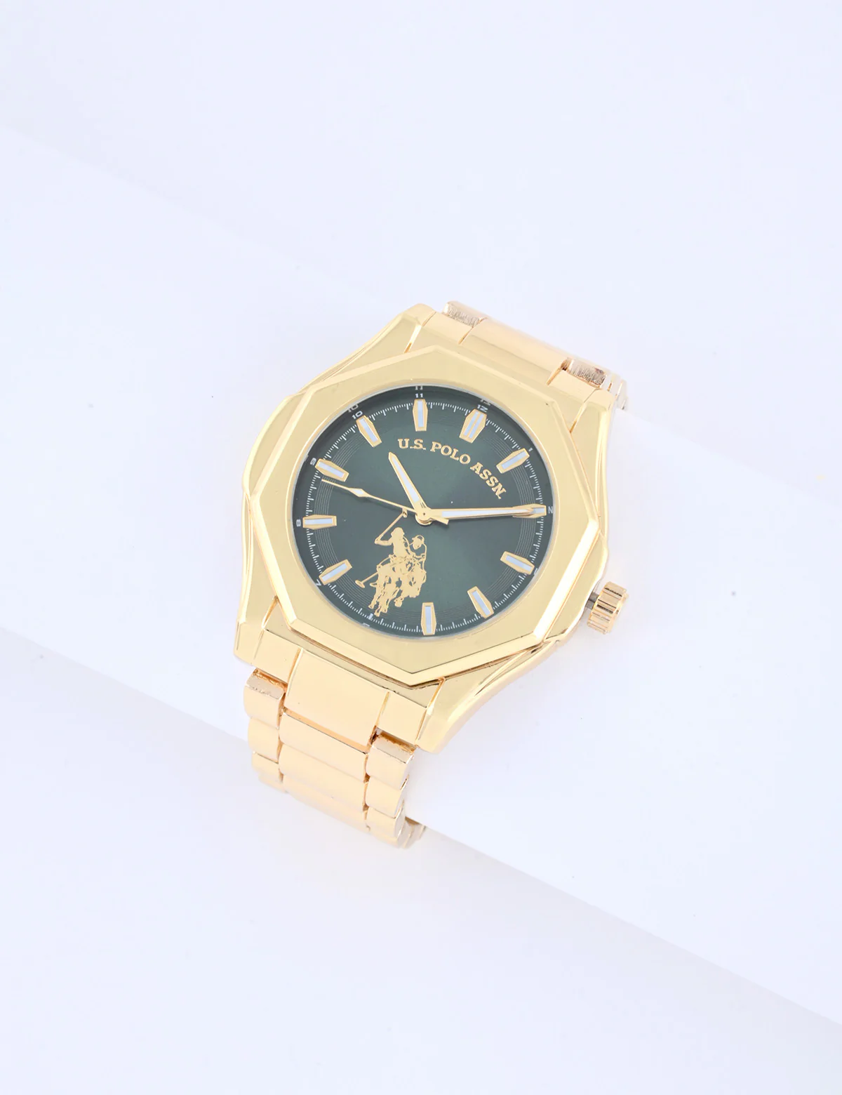 MEN'S GOLD LINK WITH GREEN DIAL ANALOG WATCH