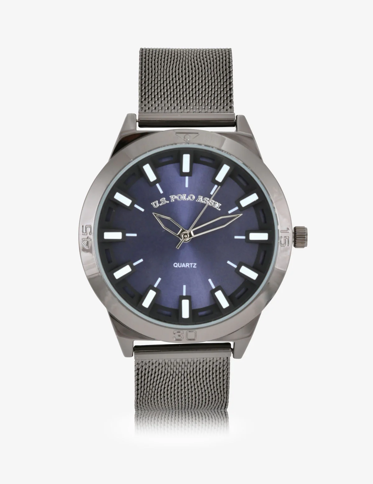 MEN'S GUNMETAL MESH AND BLUE DIAL ANALOG WATCH - Image 2