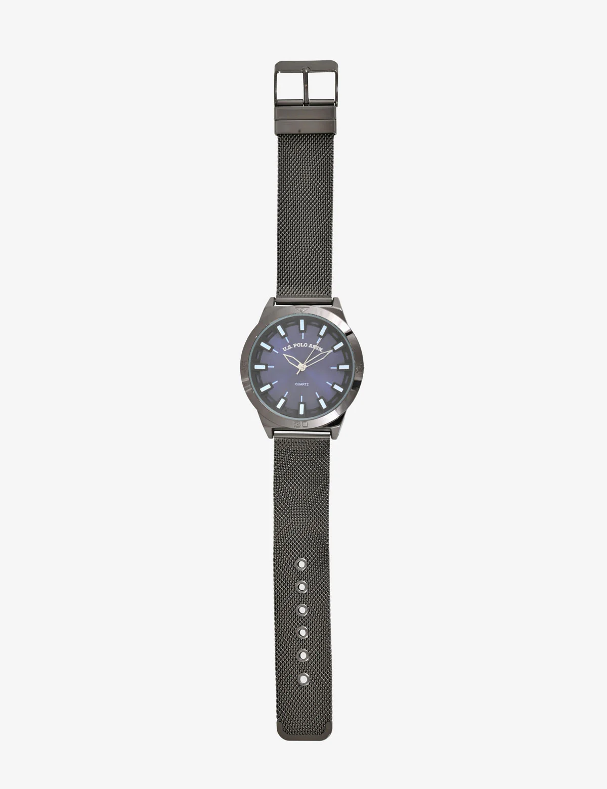 MEN'S GUNMETAL MESH AND BLUE DIAL ANALOG WATCH - Image 3
