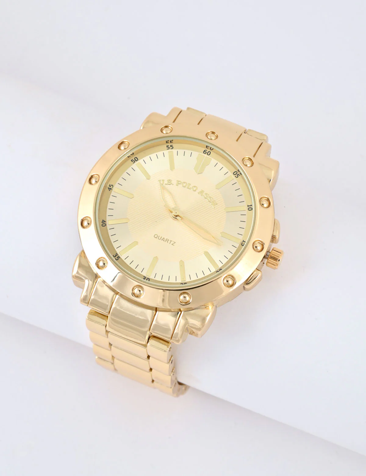 MENS LARGE GOLDTONE ANALOG BRACELET WATCH - Image 2