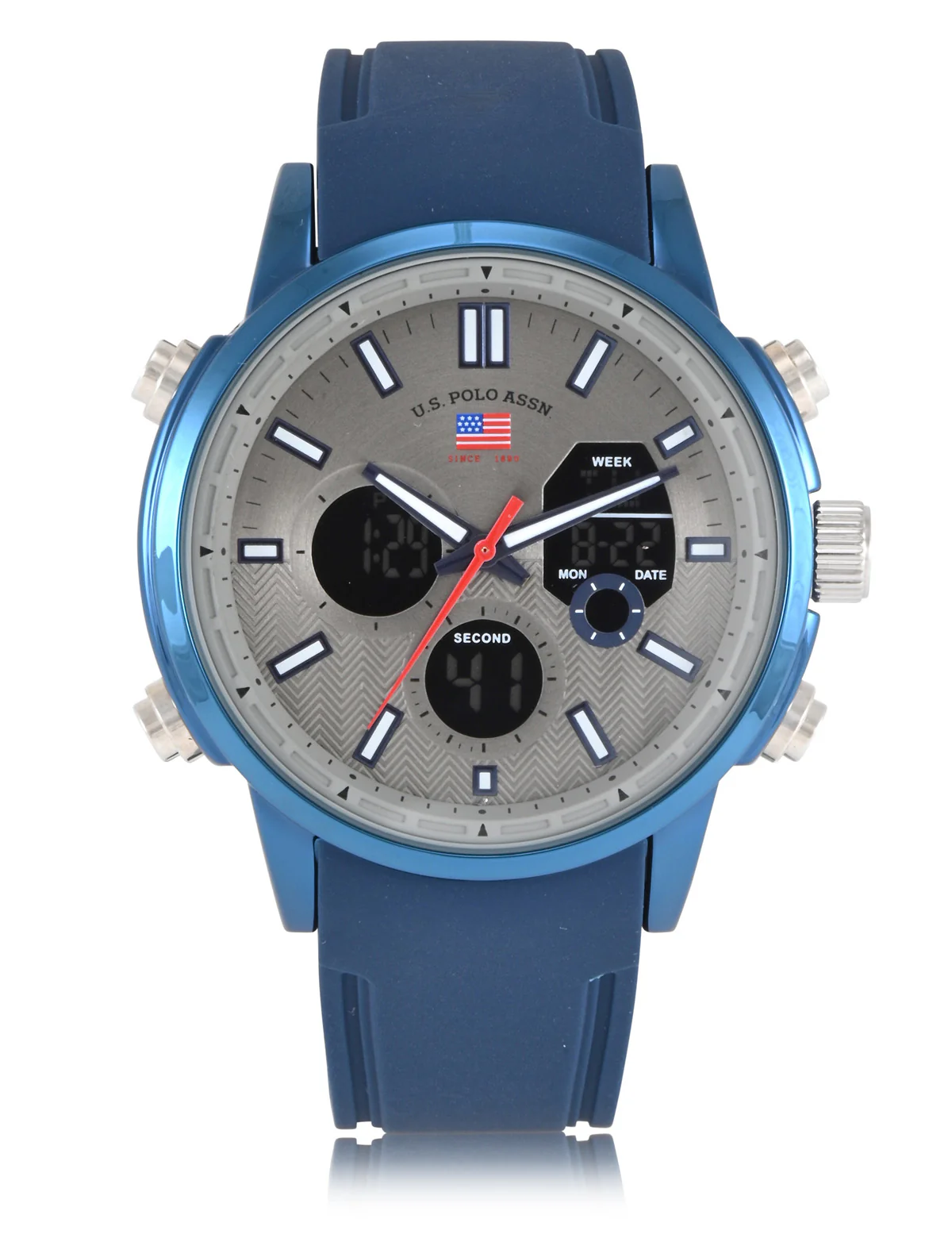 MENS NAVY STRAP ANADIGI WATCH WITH GREY FACE - Image 3