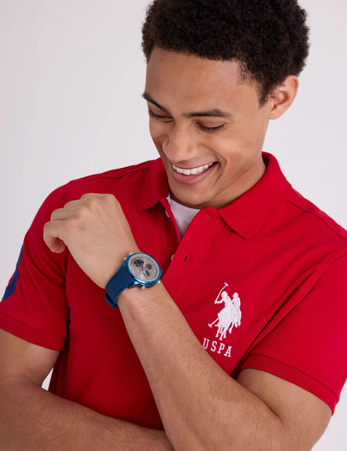 MENS NAVY STRAP ANADIGI WATCH WITH GREY FACE - Image 4