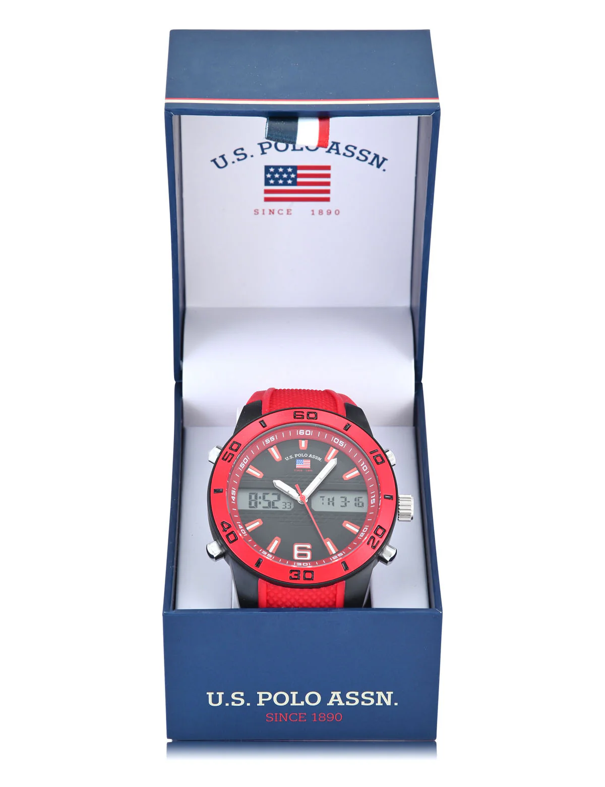 MENS RED STRAP ANA DIGI SPORT WATCH - Image 2