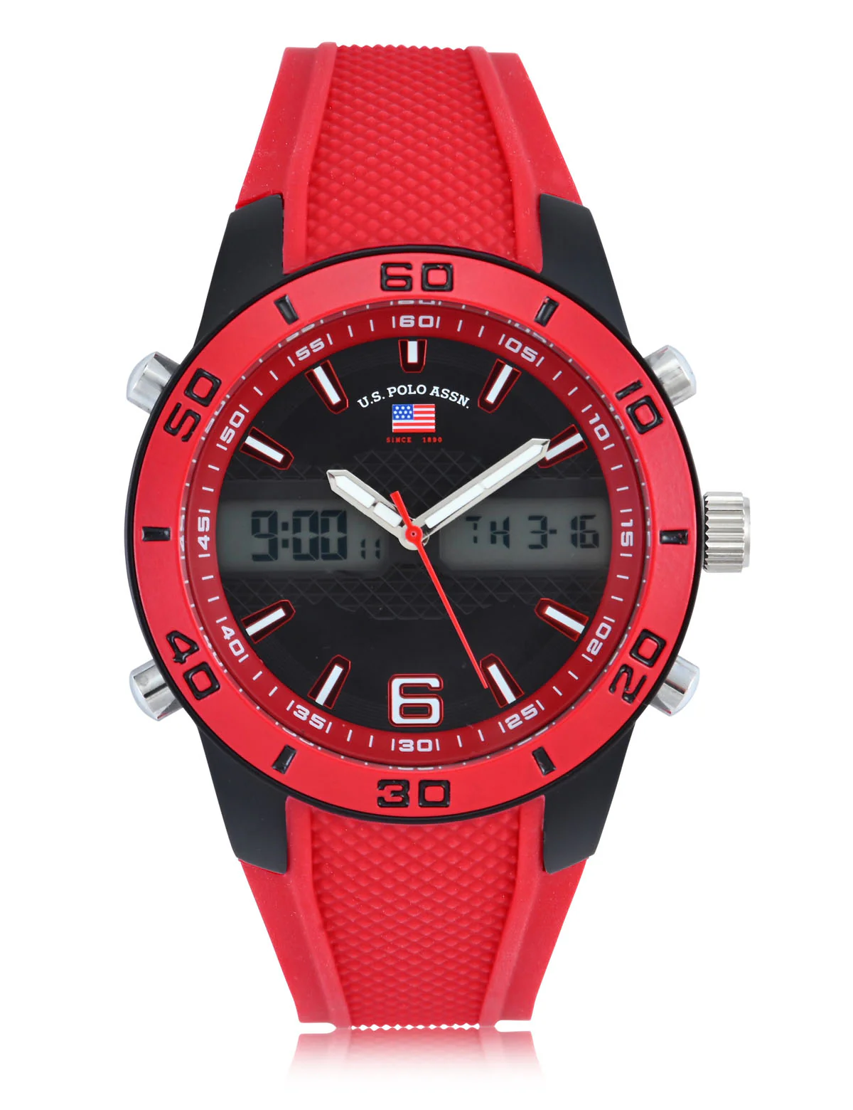 MENS RED STRAP ANA DIGI SPORT WATCH - Image 4