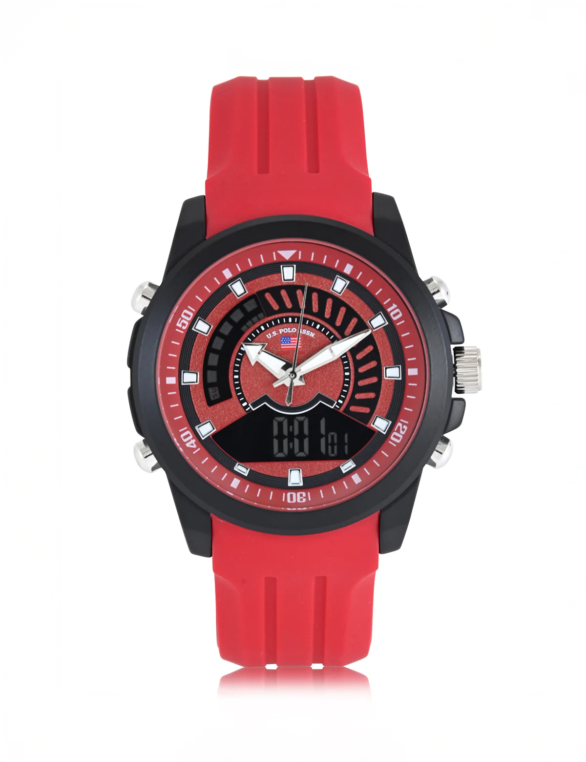 MENS RED STRAP ANADIGI WATCH - Image 3