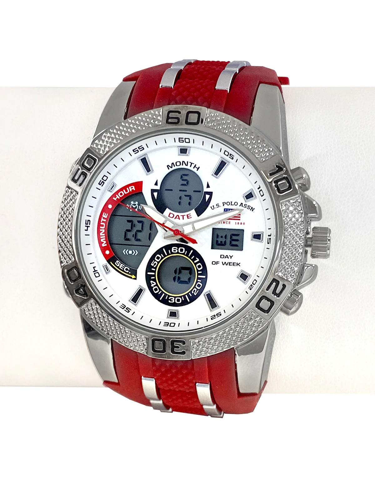 MENS RED STRAP ANADIGI WATCH