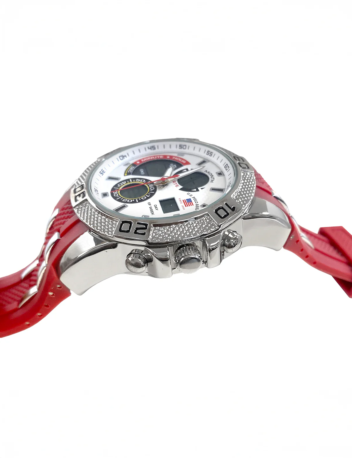 MENS RED STRAP ANADIGI WATCH - Image 3