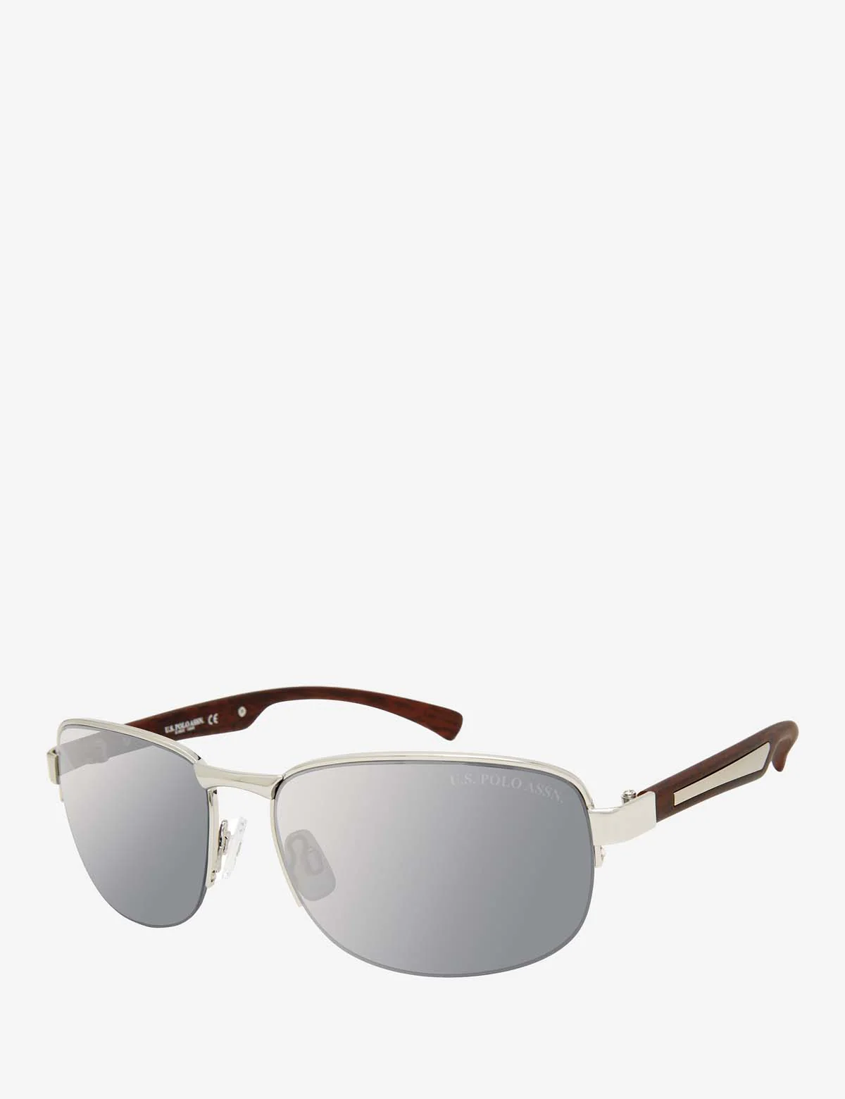 MEN'S SEMI-RIMELESS RECTANGULAR METAL SUNGLASSES