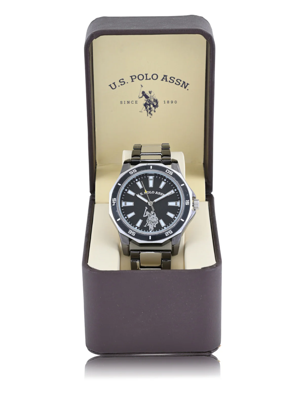MEN'S SILVER AND BLACK LINK WATCH - Image 2