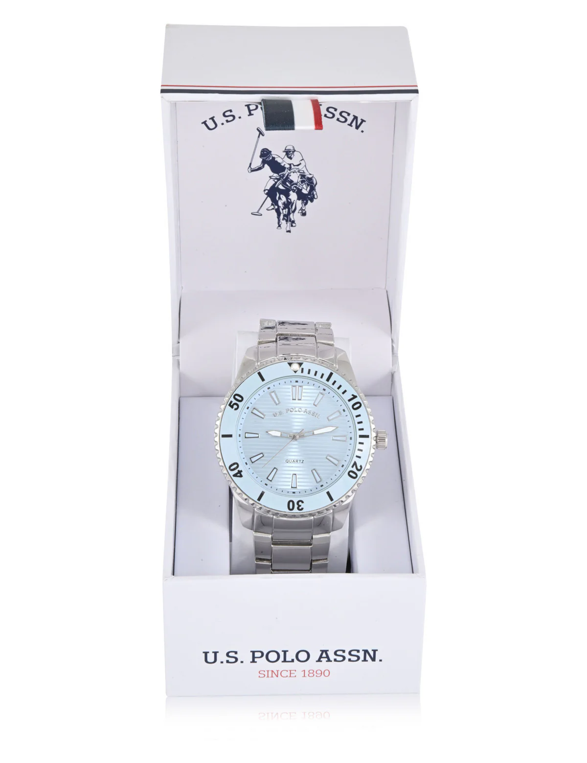MENS SILVER LINK WATCH WITH BLUE FACE - Image 2