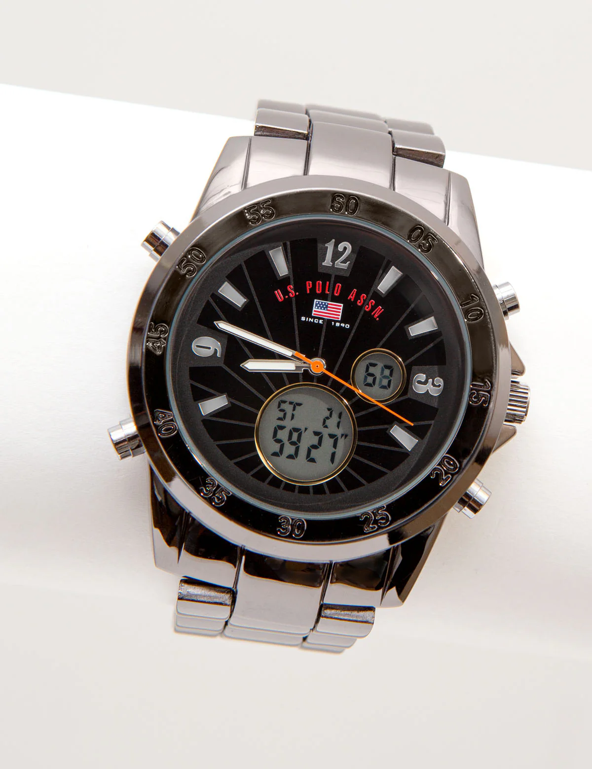 MEN'S SILVERTONE BRACELET SPORT ANA DIGI WATCH