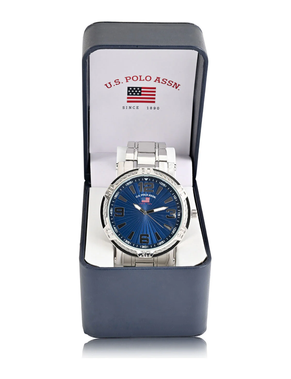 MEN'S SILVERTONE BRACELET WATCH W ROPE BEZEL - Image 2