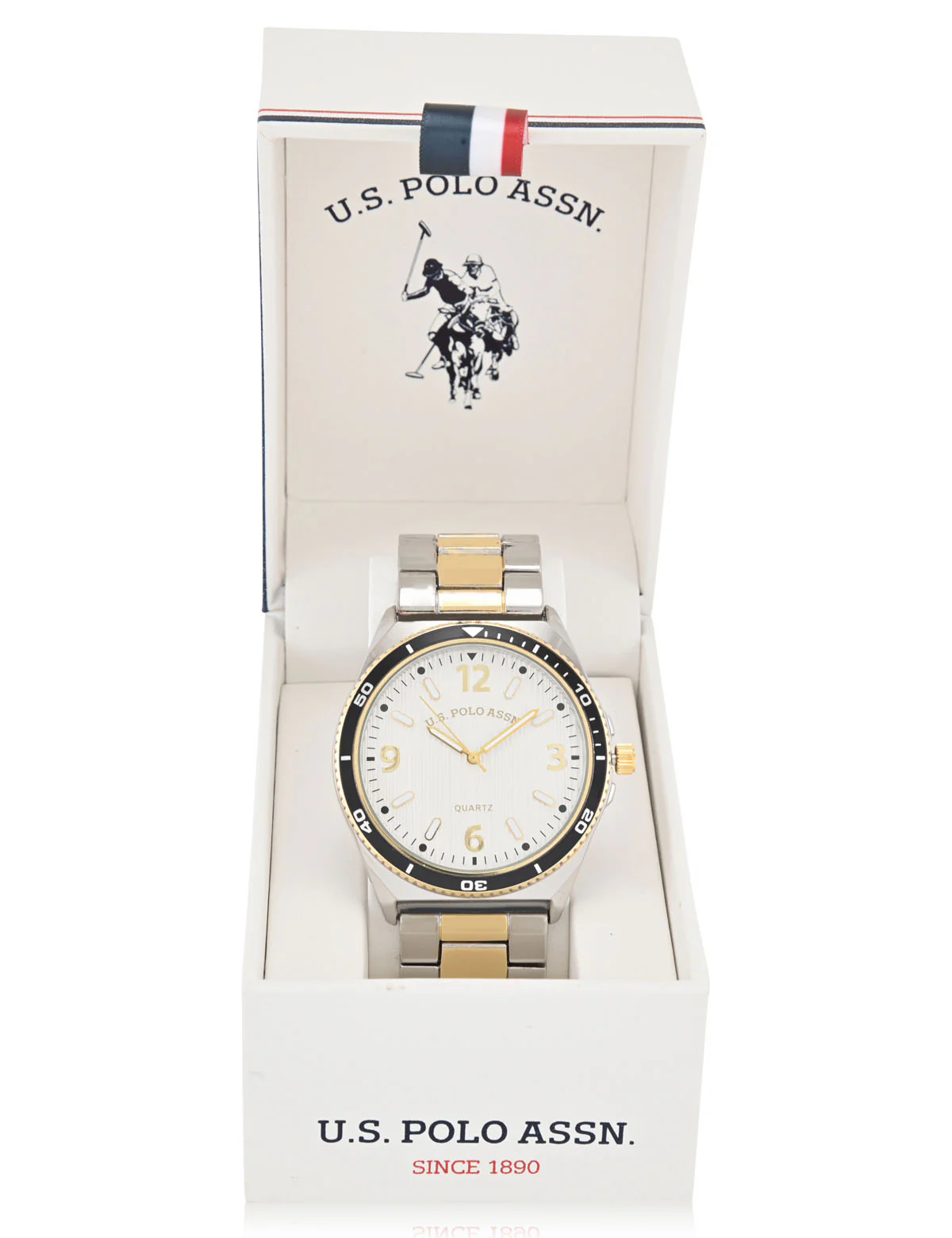 MENS TWO TONE SILVER AND GOLD ANALOG LINK WATCH - Image 2