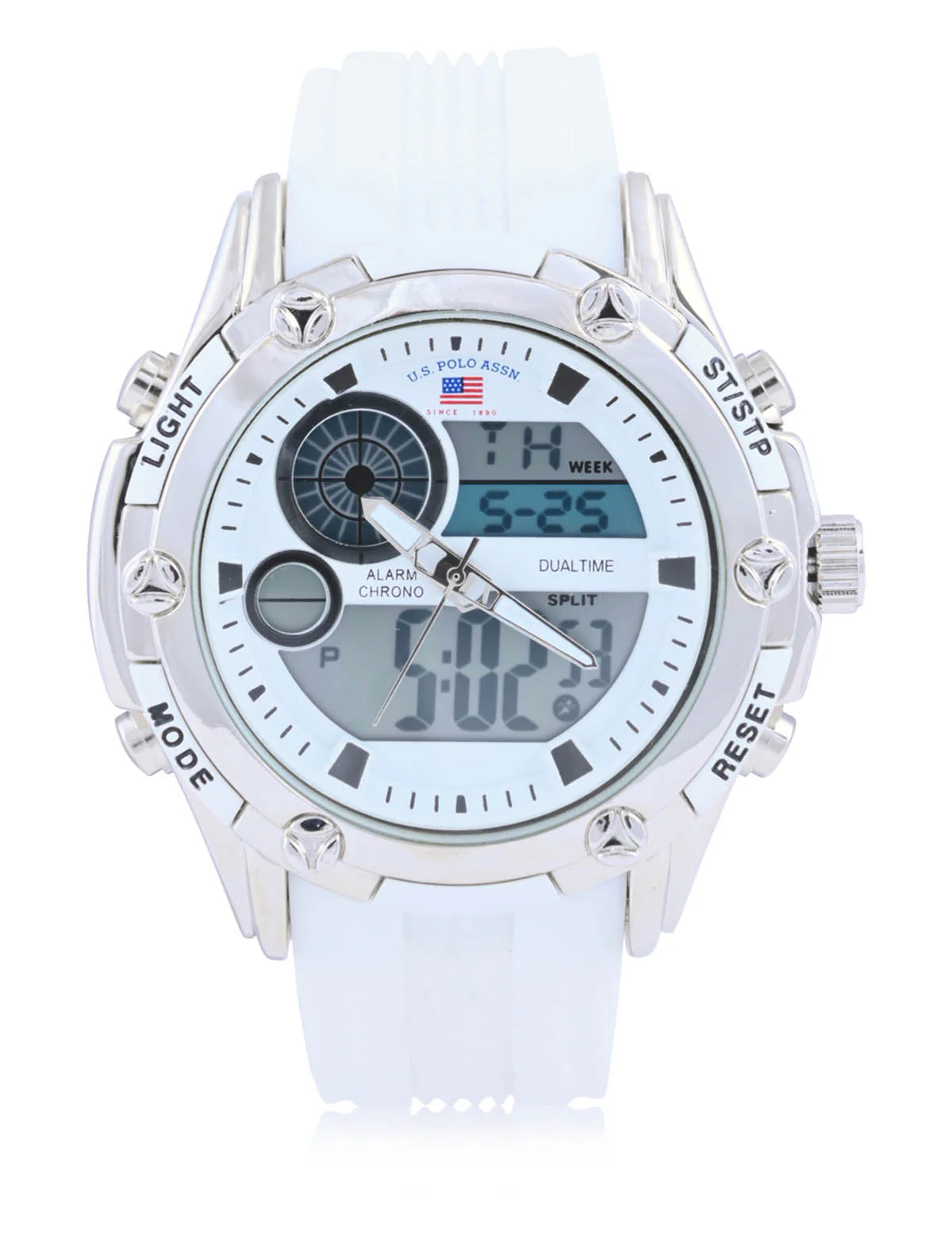 MEN'S WHITE STRAP ANA DIGI SPORTS WATCH - Image 3