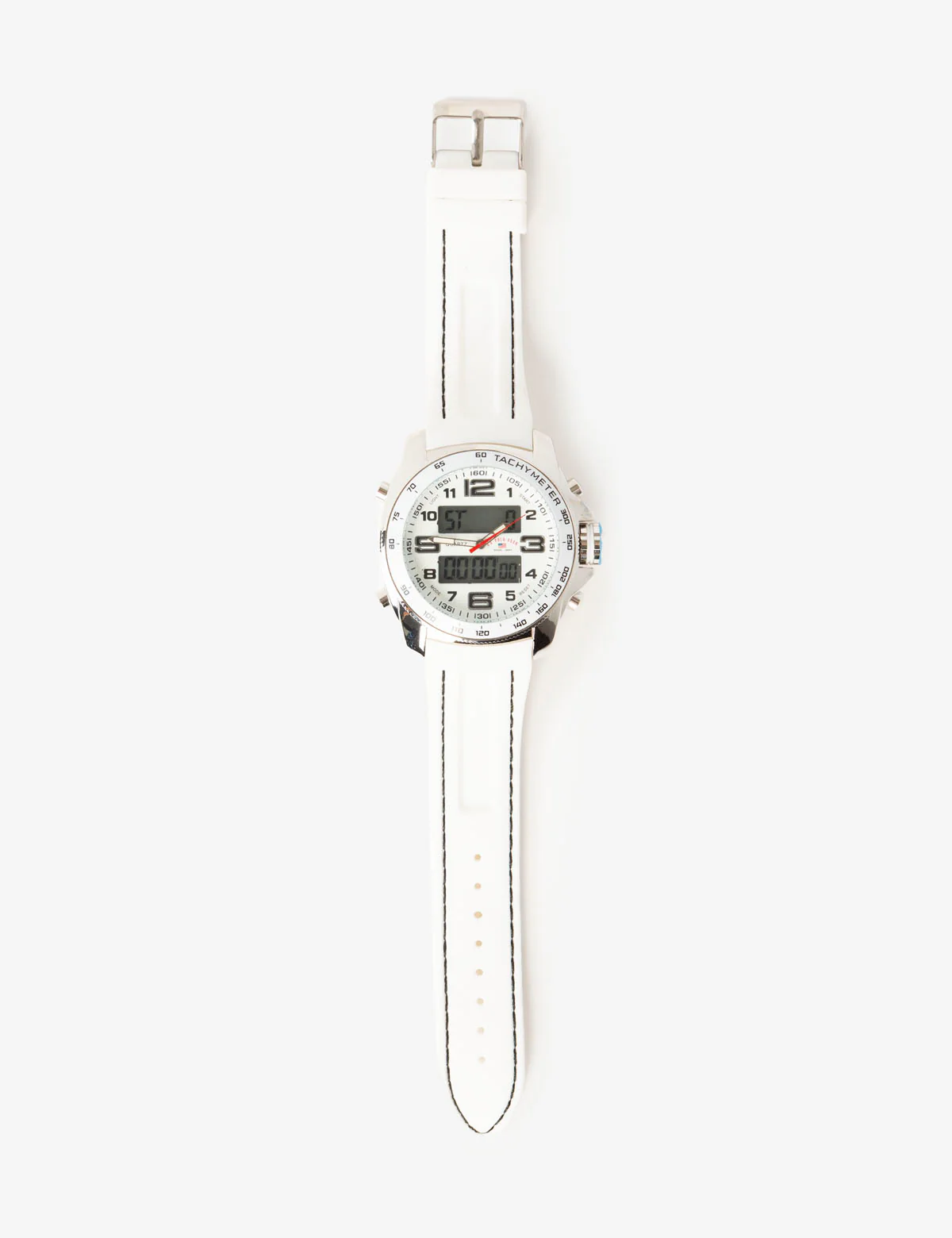 MEN'S WHITE STRAP ANA DIGI SPORTS WATCH - Image 3