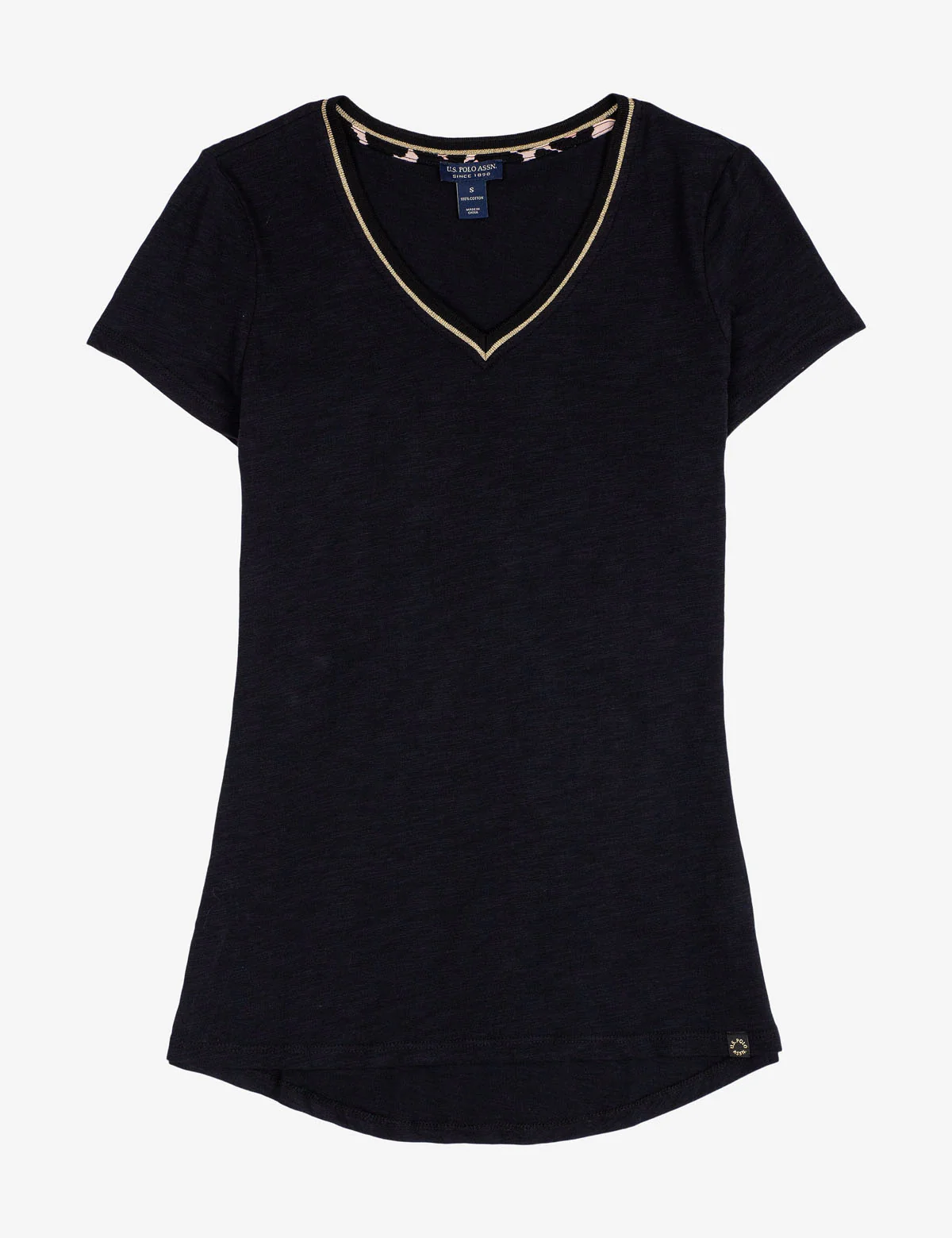 METALLIC TRIM V-NECK
