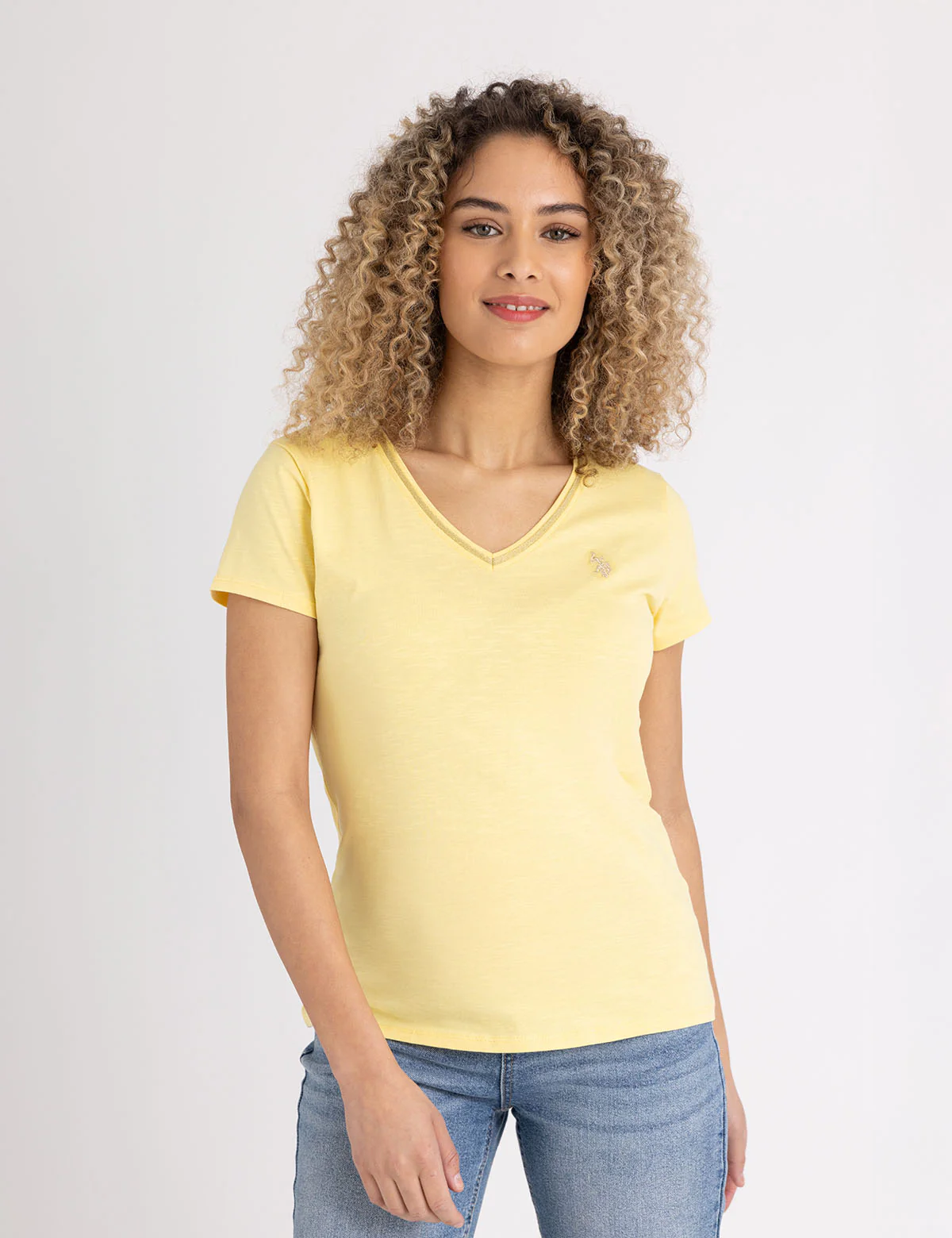 METALLIC TRIM V-NECK T-SHIRT - Image 3