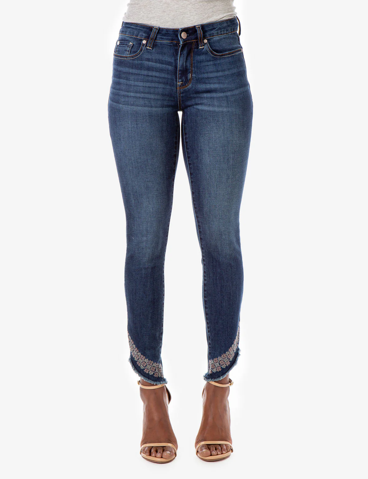 REPREVE® MID RISE EMBROIDERED HEM SKINNY FIT JEANS - Image 3