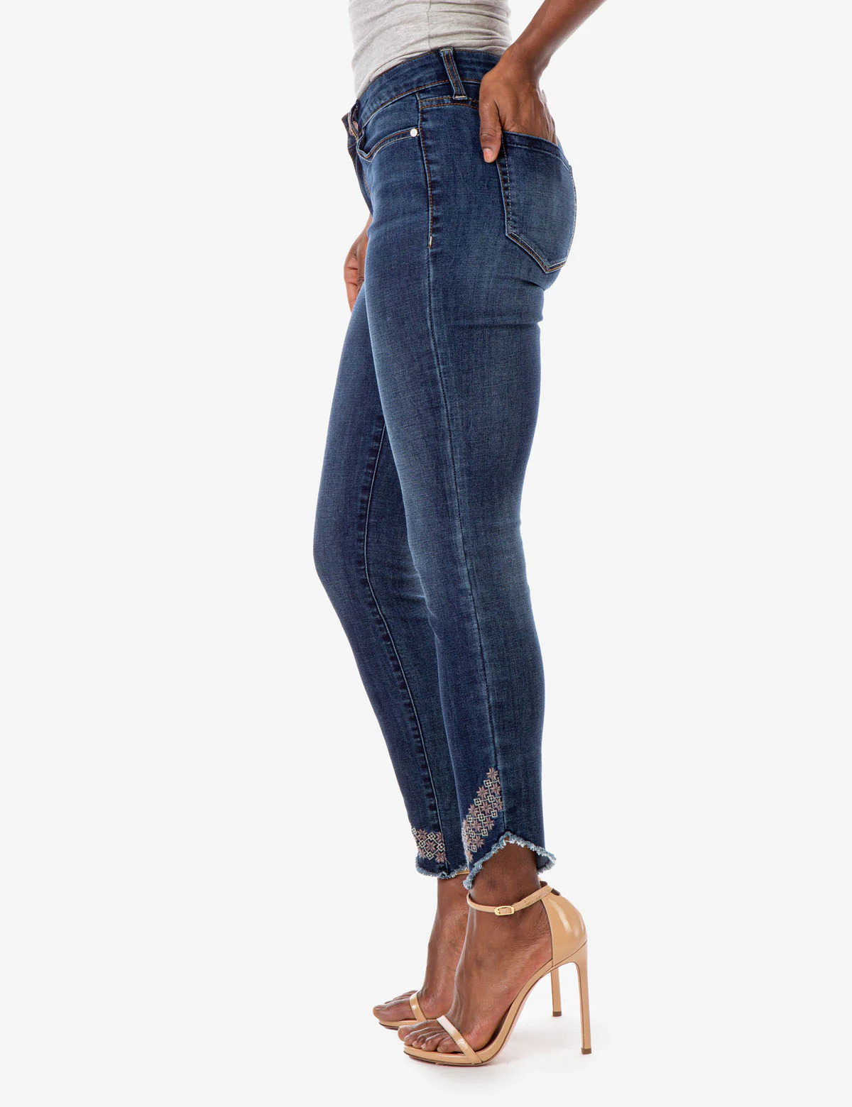 REPREVE® MID RISE EMBROIDERED HEM SKINNY FIT JEANS - Image 4