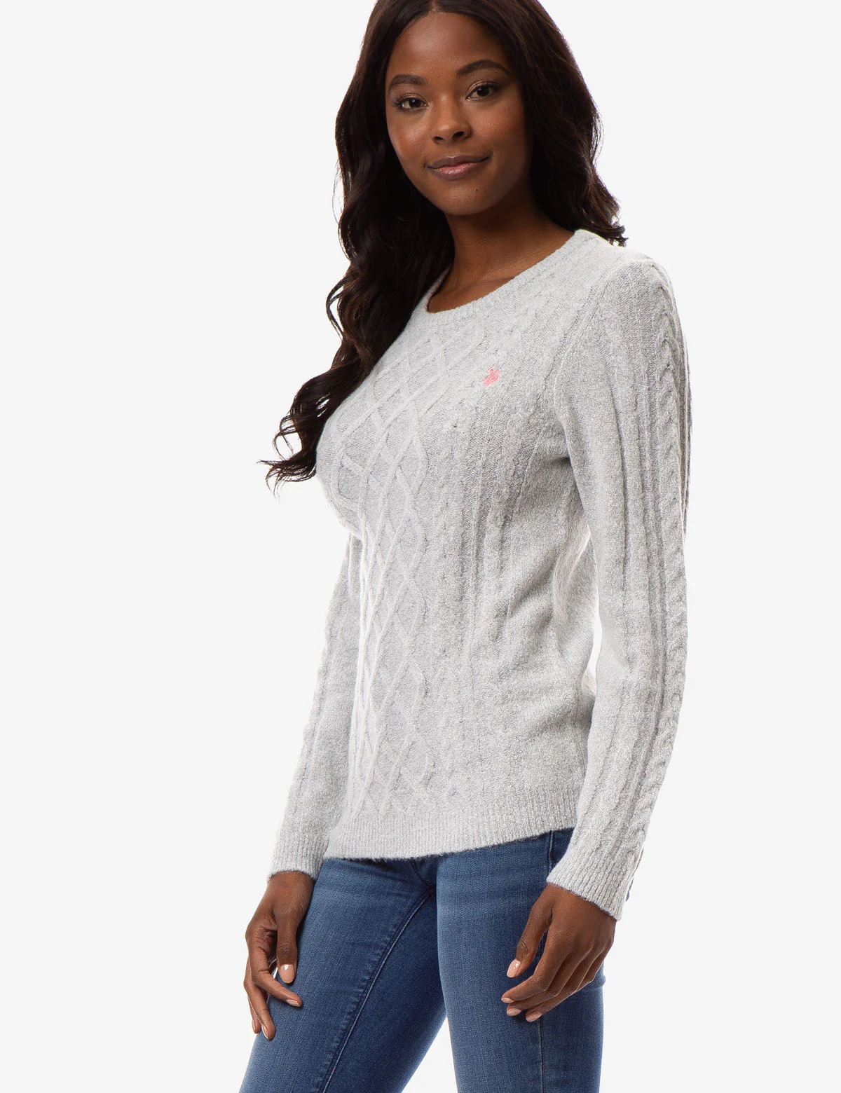 MIXED CABLE CREW NECK SWEATER - Image 2