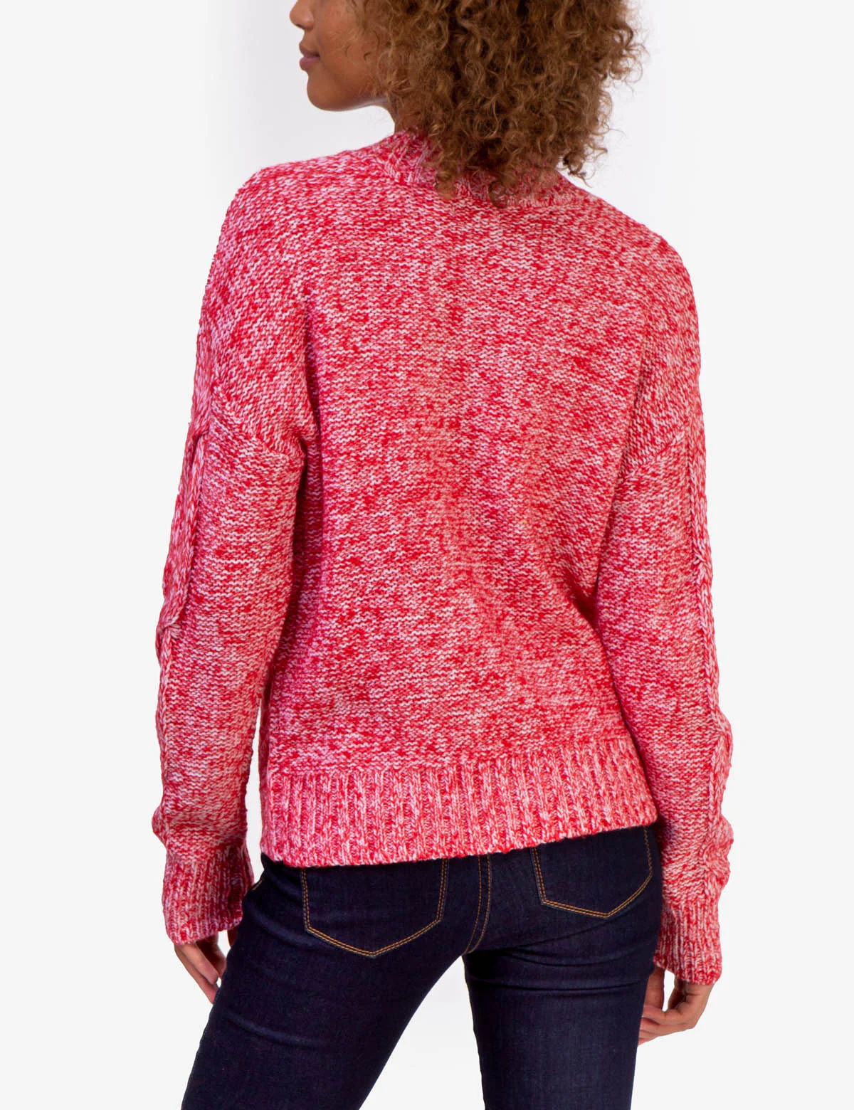 MOCK NECK MARLED CABLE KNIT SWEATER - Image 4