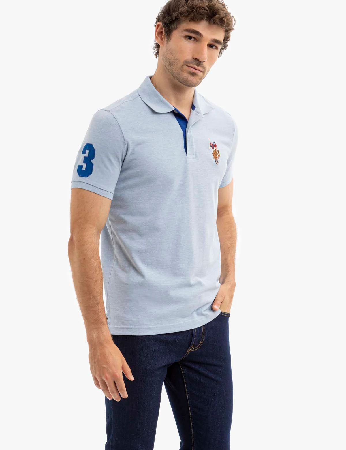 MULTI COLOR BIG LOGO SOLID POLO SHIRT