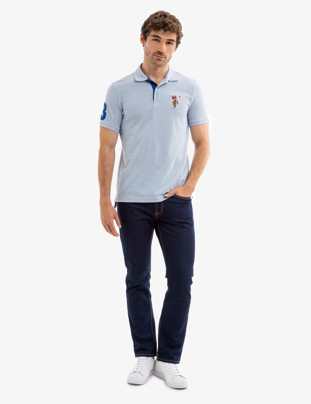 MULTI COLOR BIG LOGO SOLID POLO SHIRT - Image 2
