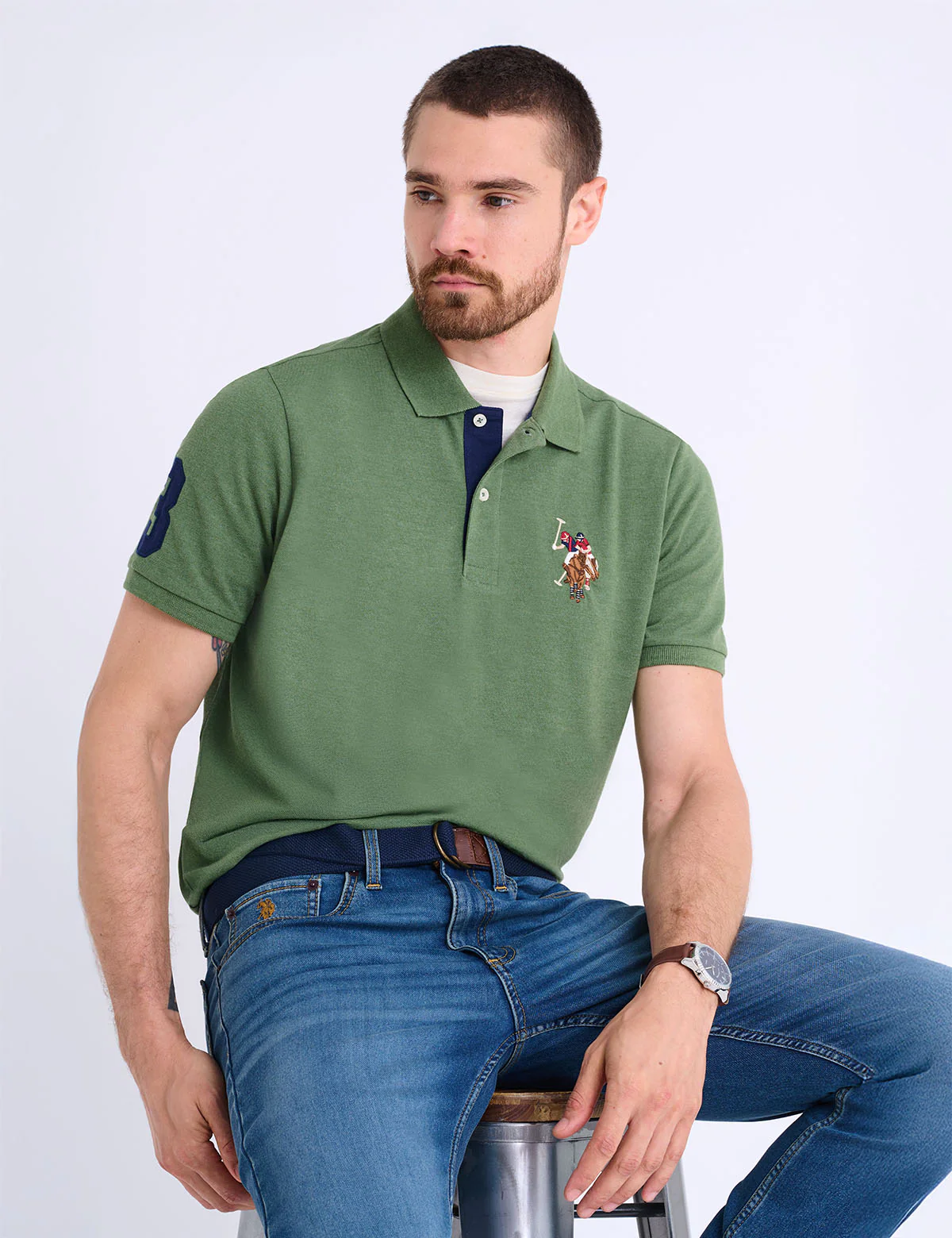 MULTI COLOR BIG LOGO SOLID POLO SHIRT - Image 8