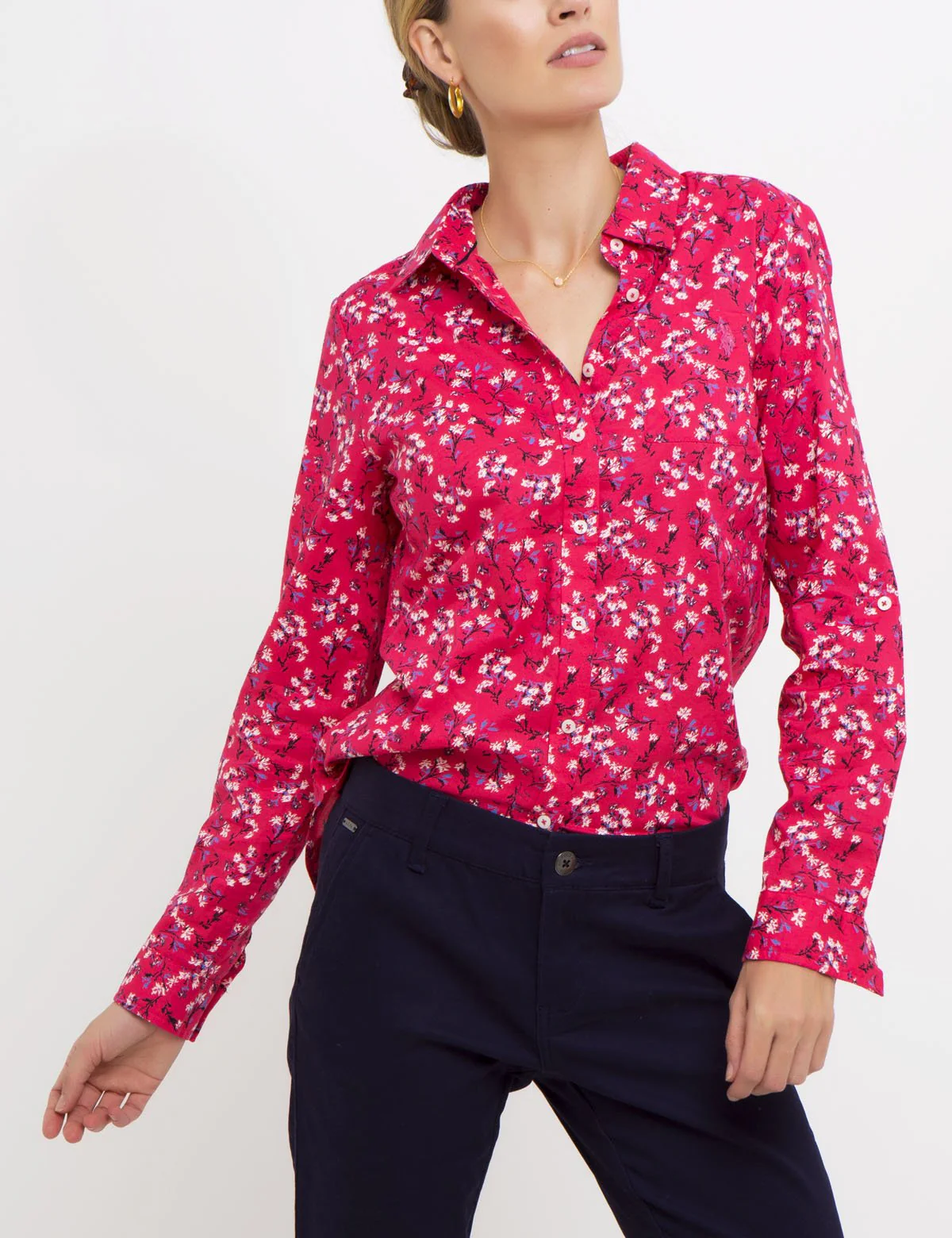 MULTI FLORAL ROLL-UP POPLIN SHIRT - Image 9