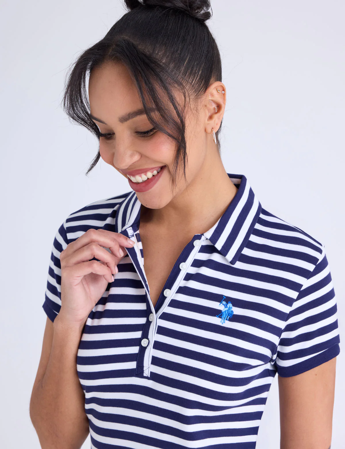 NARROW STRIPE SLIM FIT INTERLOCK POLO DRESS - Image 3