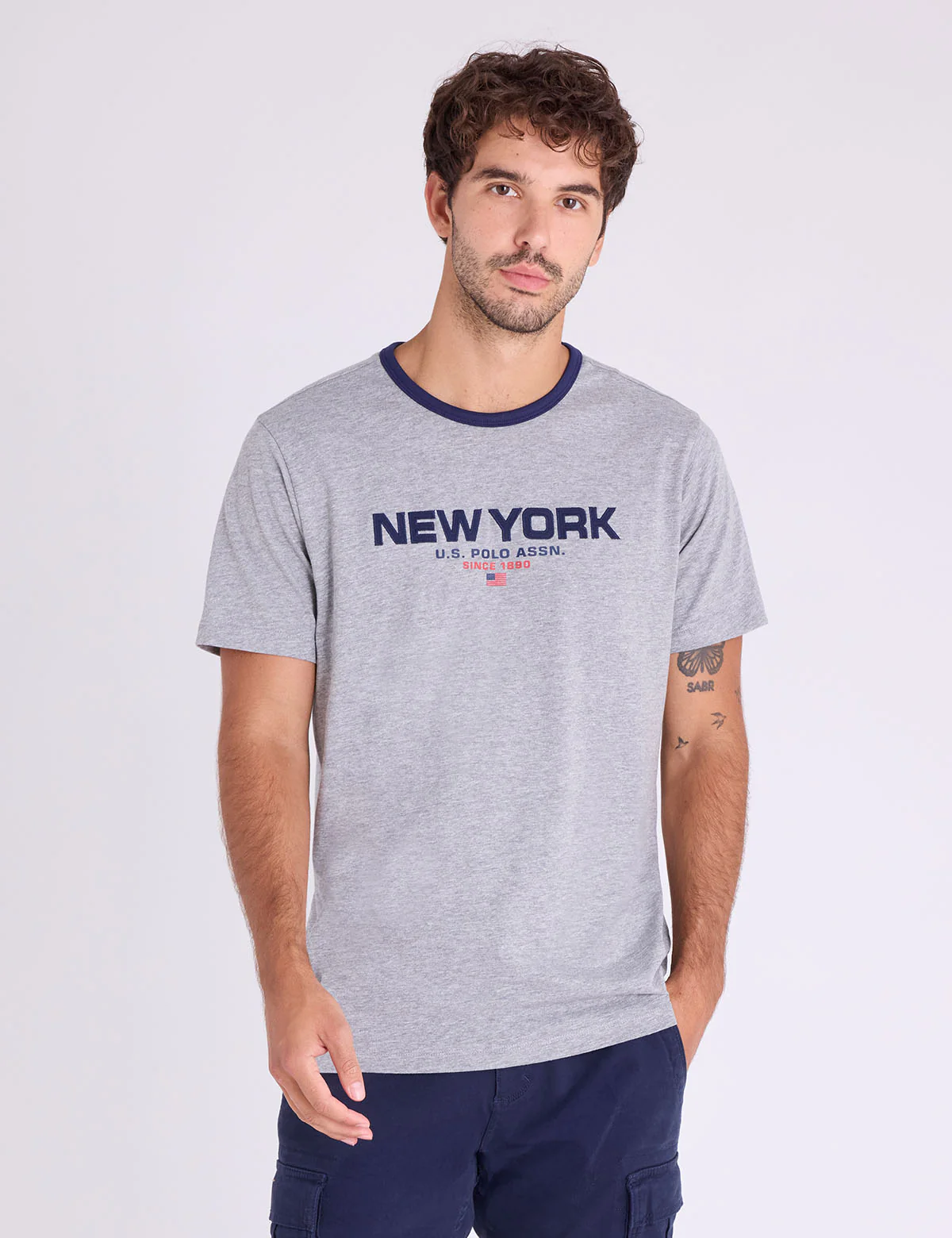NYC TWILL APPLIQUE JERSEY RINGER T-SHIRT - Image 2