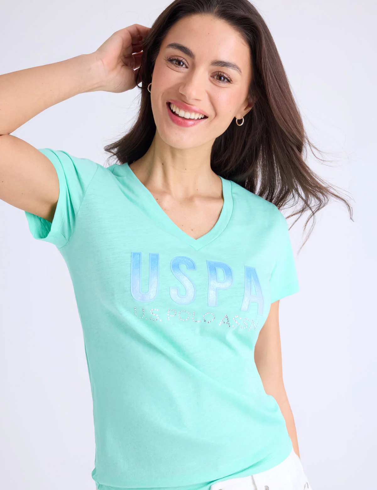 OMBRE STONE RHINESTONE V-NECK T-SHIRT - Image 5