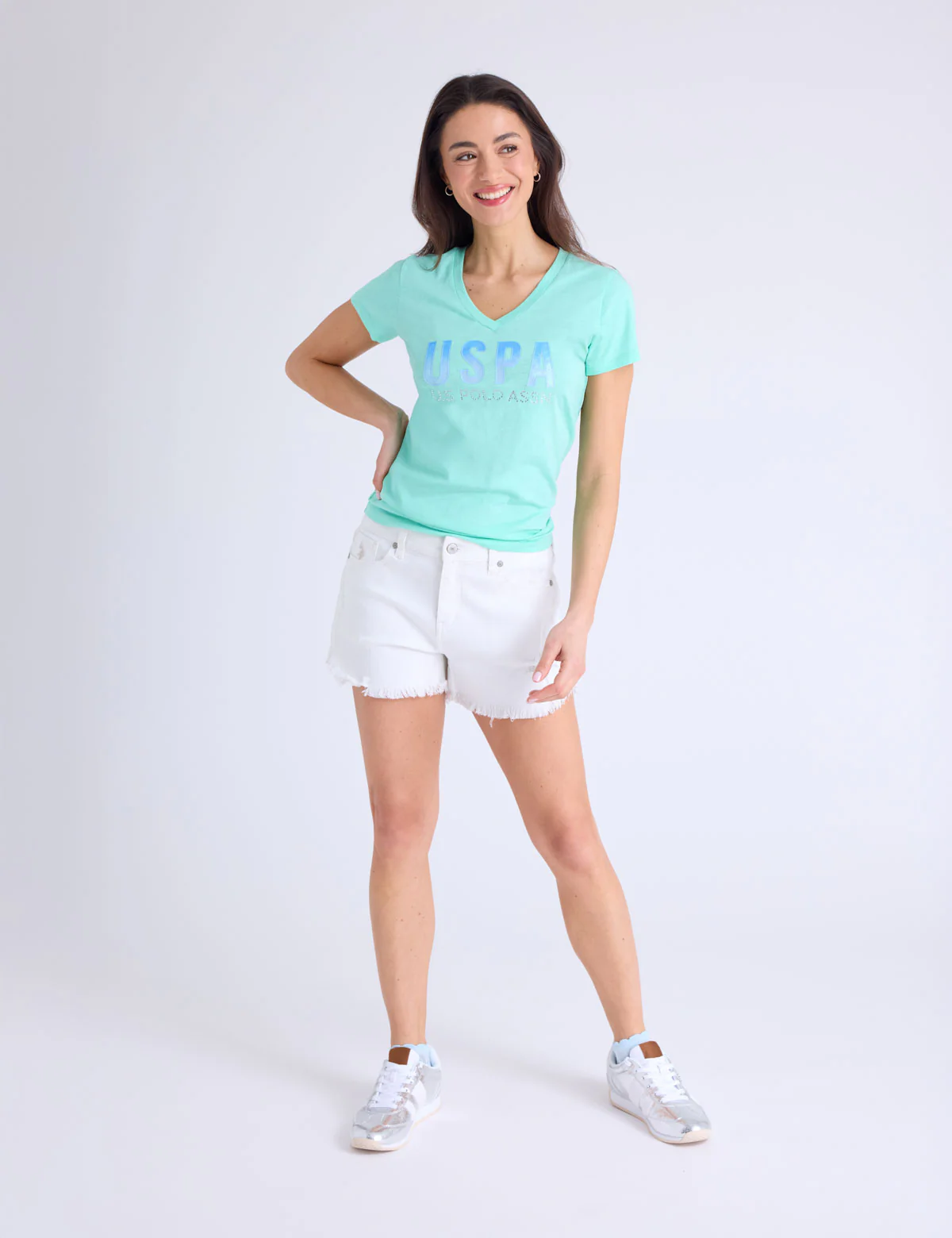 OMBRE STONE RHINESTONE V-NECK T-SHIRT - Image 6
