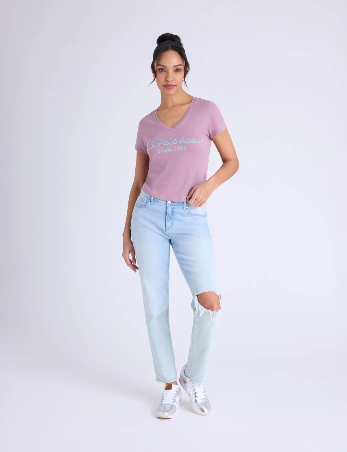 OMBRE V-NECK STRONE PRINT T-SHIRT - Image 3