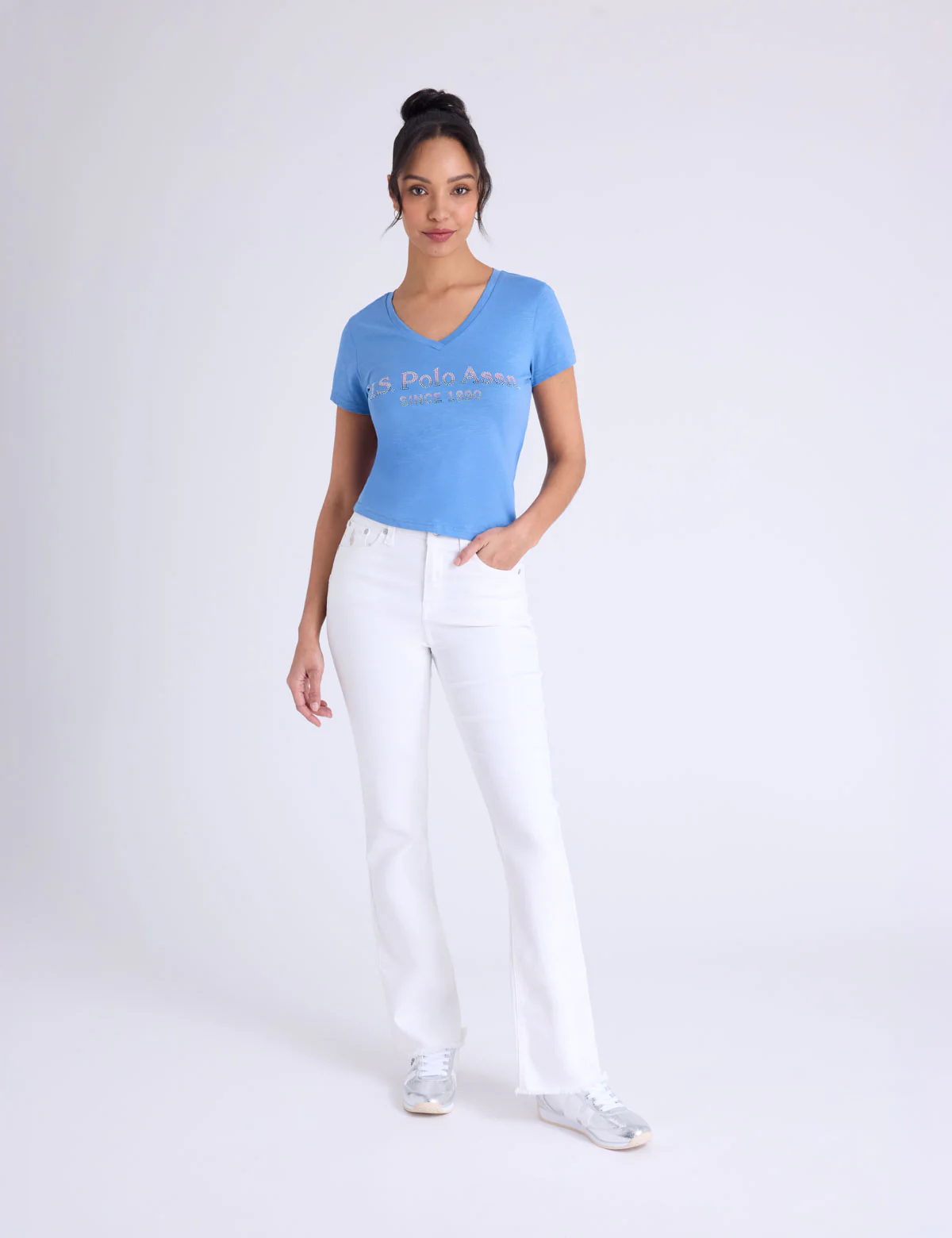 OMBRE V-NECK STRONE PRINT T-SHIRT - Image 8