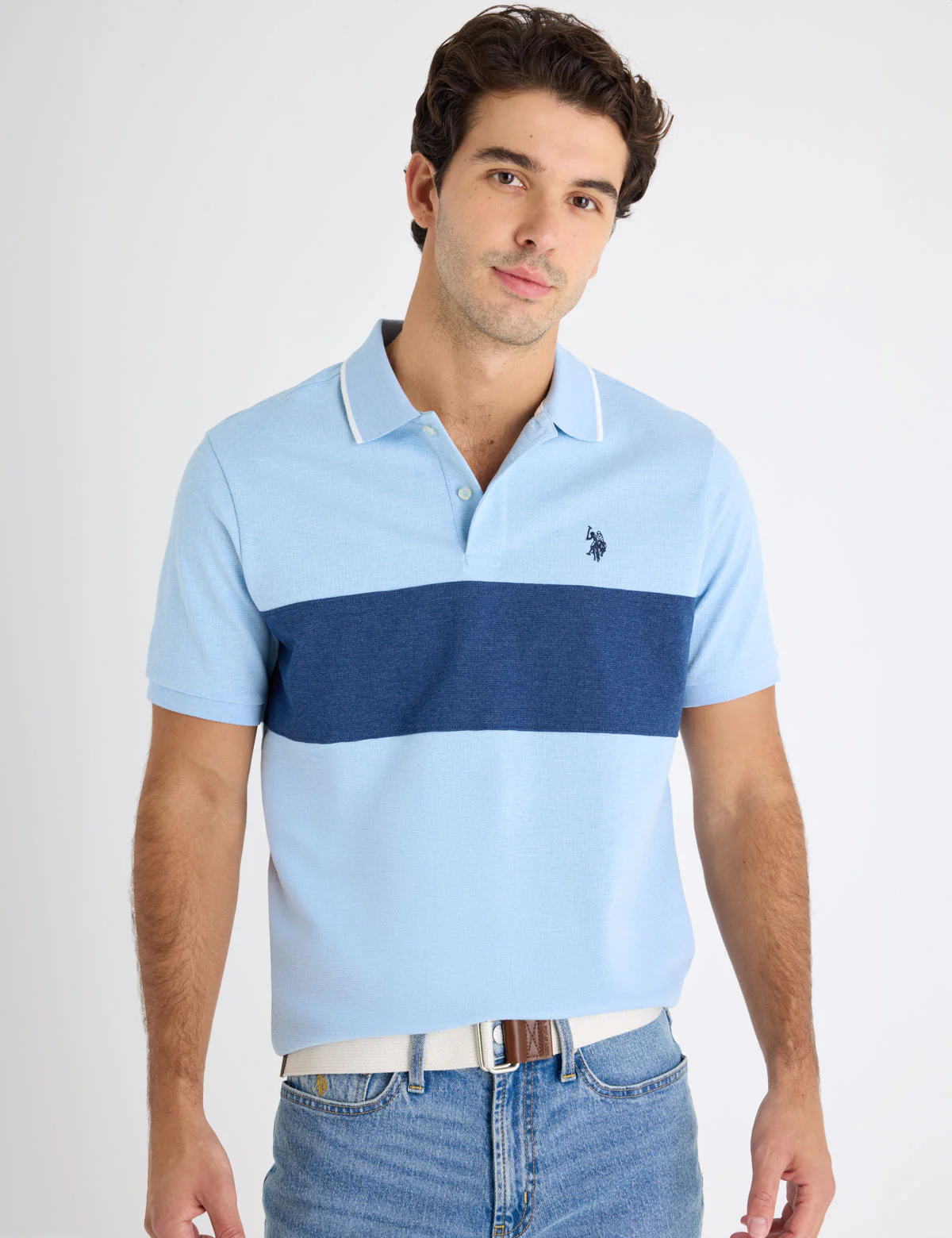 OTTOMAN KNIT COLORBLOCK POLO SHIRT